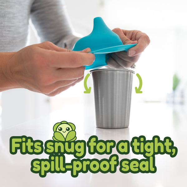Healthy Sprouts Silicone Sippy Lids (5 Pack) - Make Any Cup a Sippy Cup (Red, Yellow, Blue, Green, Orange)