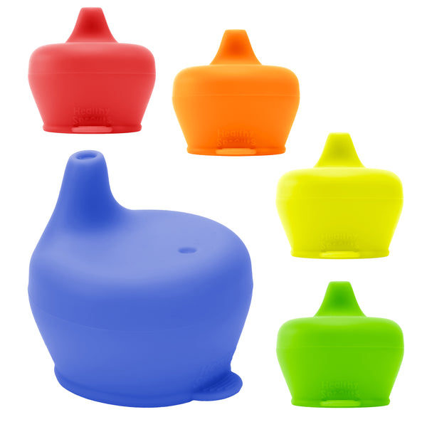 Healthy Sprouts Silicone Sippy Lids (5 Pack) - Make Any Cup a Sippy Cup (Red, Yellow, Blue, Green, Orange)