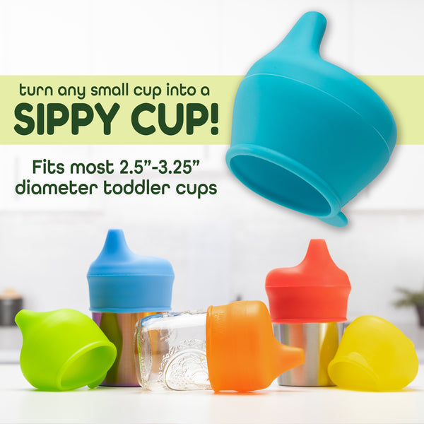 Healthy Sprouts Silicone Sippy Lids (5 Pack) - Make Any Cup a Sippy Cup (Red, Yellow, Blue, Green, Orange)